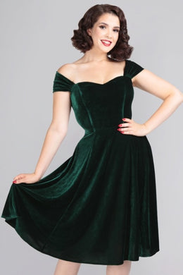 Karin Emerald Velvet Swing Dress