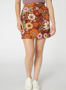Brandy Floral Mini Skirt in Chocolate - PICNIC