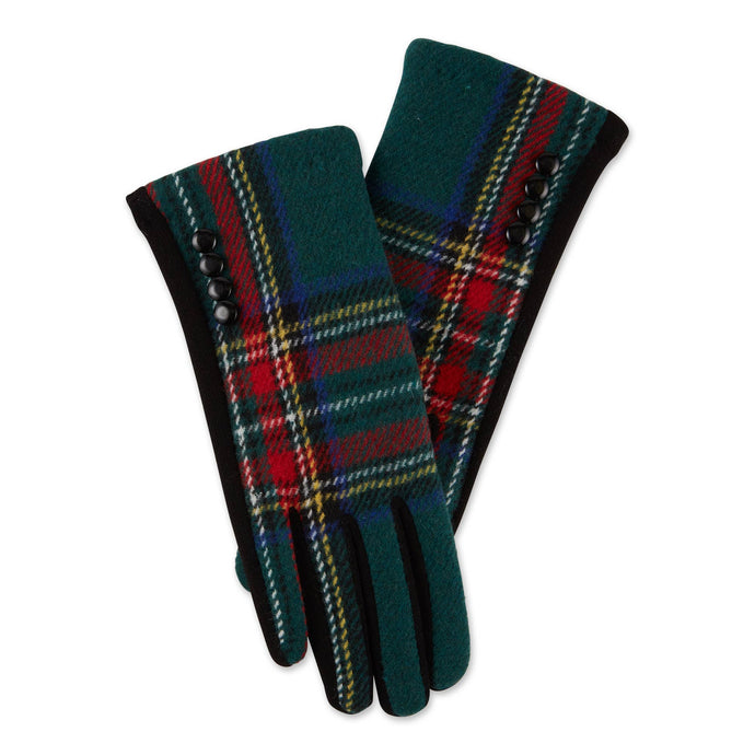 Daphanie Plaid Gloves in Green - PICNIC