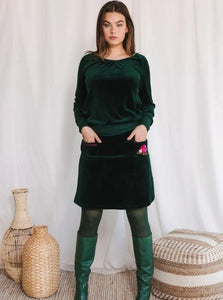 Green Velvet Applicae Skirt - PICNIC