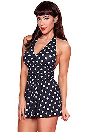 Marilyn Polka Dot One Piece Swimsuit with Skirt - PICNIC
