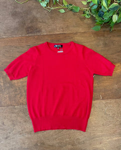 Short Sleeve Pullover Knit in Red - PICNIC
