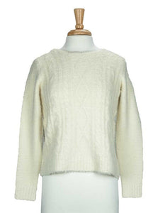 Teeberry and Weave Fuzzy White Sweater - PICNIC